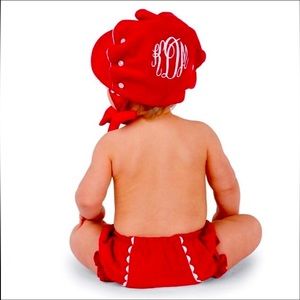 Mud Pie *blank* red corduroy bonnet & bloomer set 0-12m & 0-18m